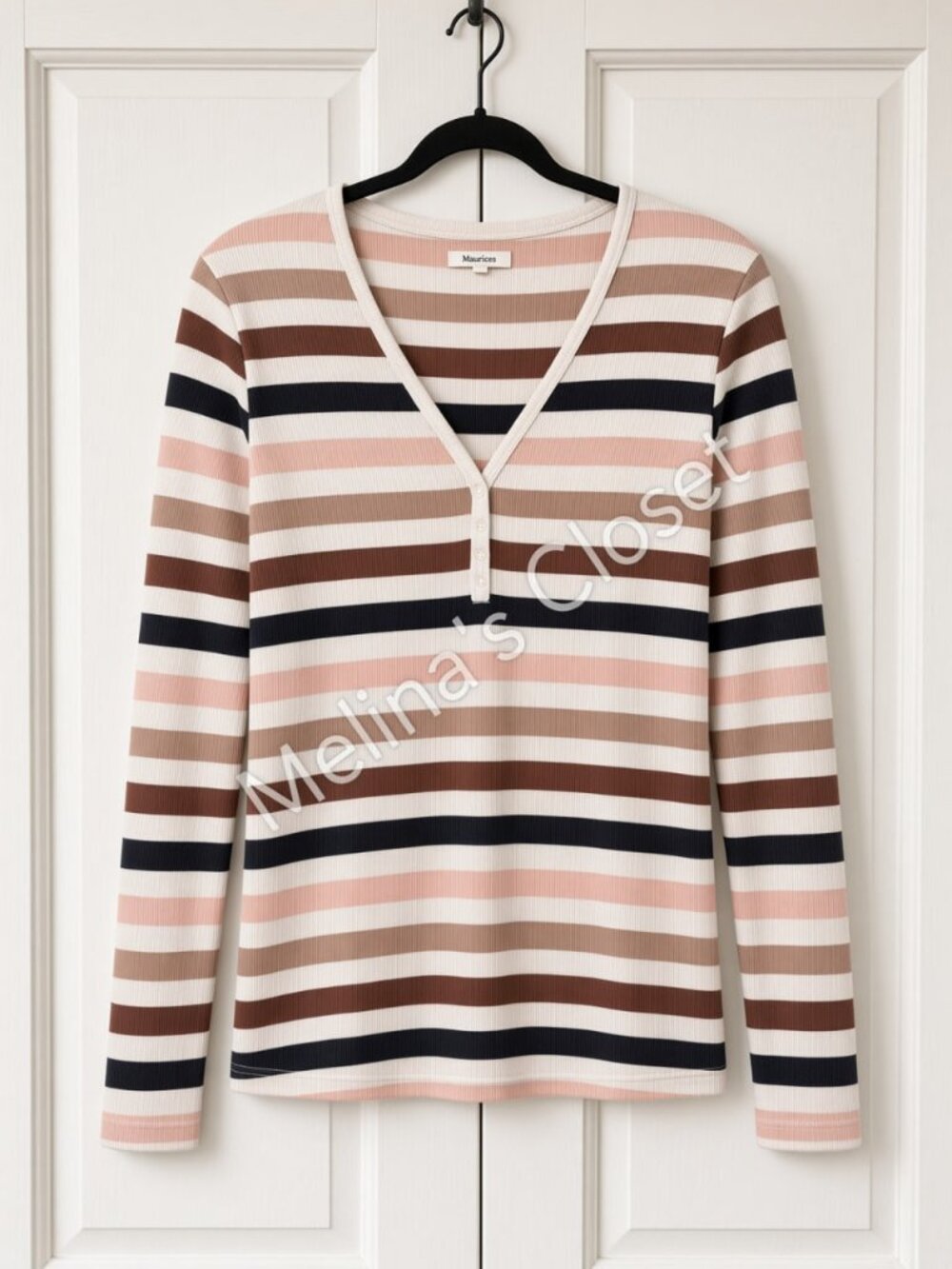 Maurices Striped Ribbed Henley XXL – Excellent Condition
